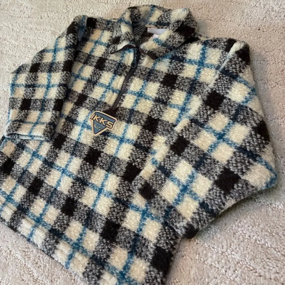 Vintage 90s Granolacore Baby 2T-3T Wool Blend Outerwear Quarter Zip Jacket